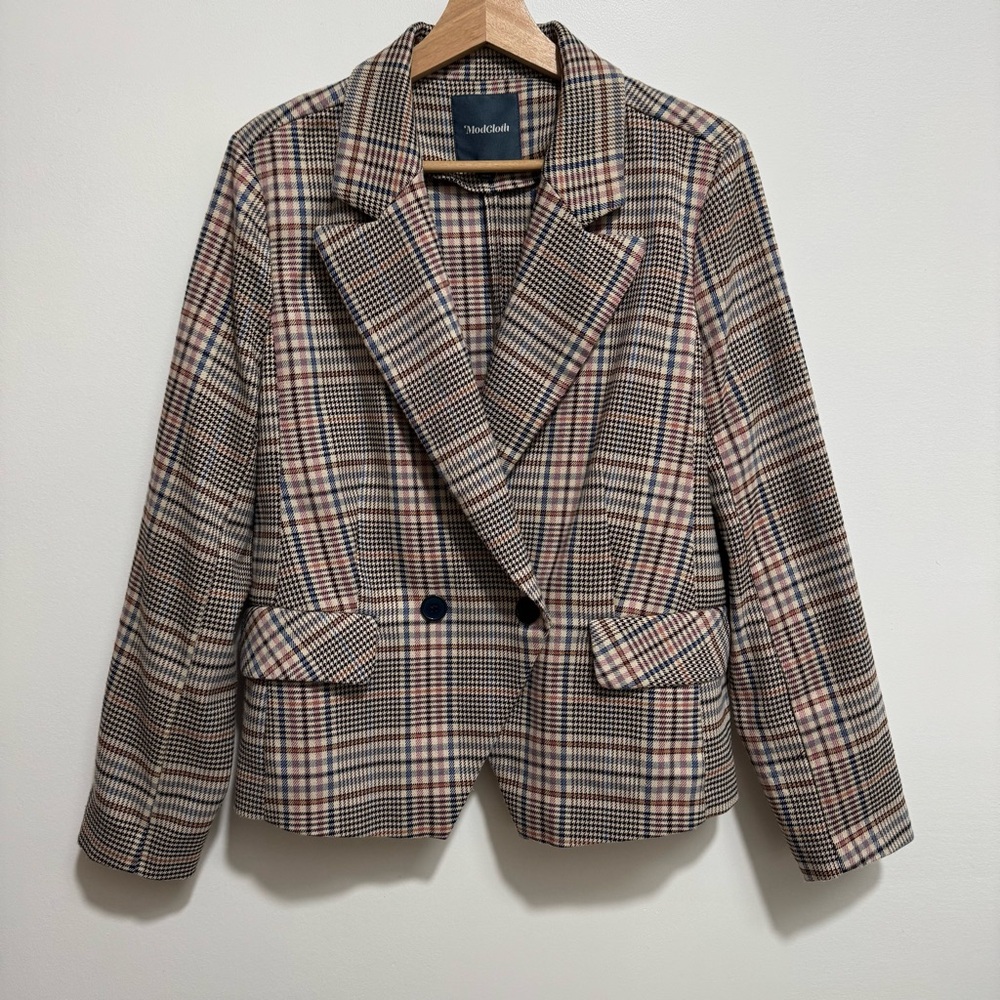 ModCloth Glen Plaid Double Breasted Blazer - Picture 2 of 14